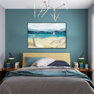 Abstract Mountain Sea Beach Painting On Canvas Nordic Cartoon Posters