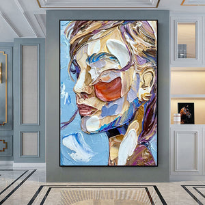 Hand Painted Modern Art Canvas Painting Facial abstract oil painting