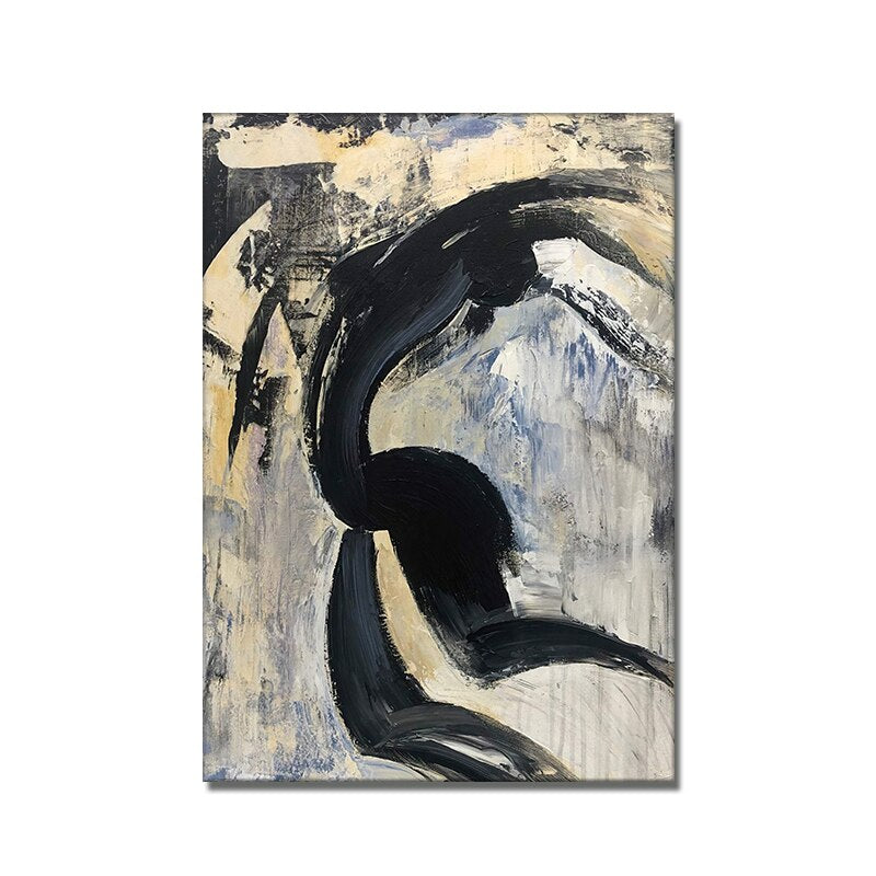 Abstract Black Line Canvas Painting Modern Nordic Posters And Prints