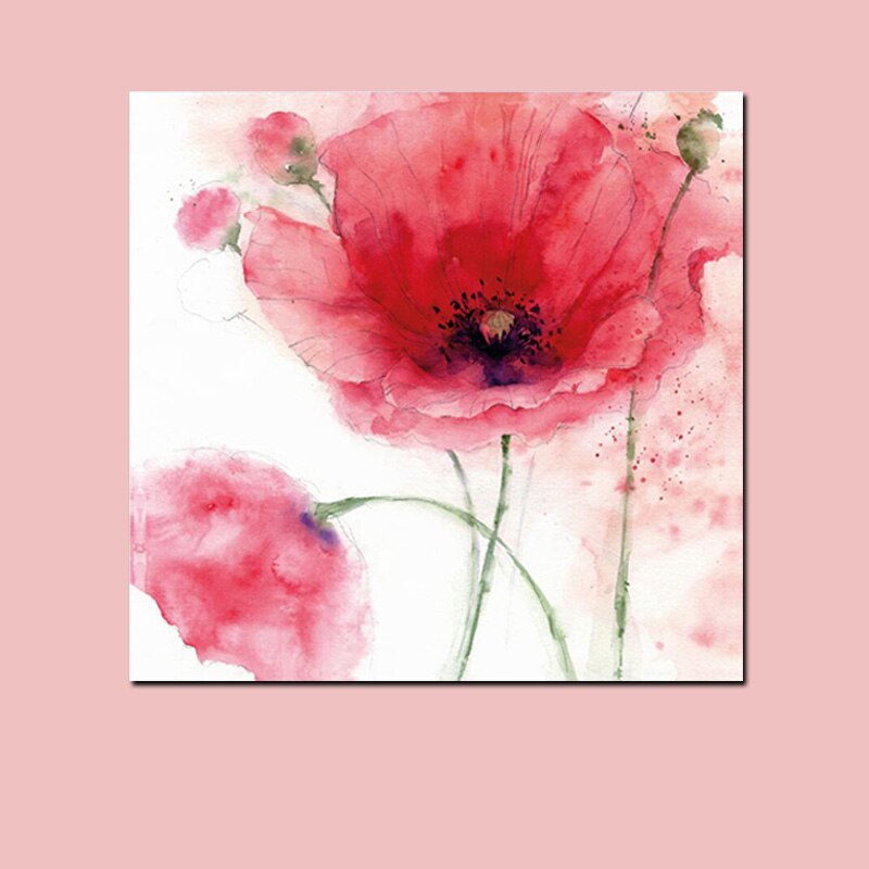 HD Print Modern Red Poppies Abstract Oil Painting on Canvas Modern Pop