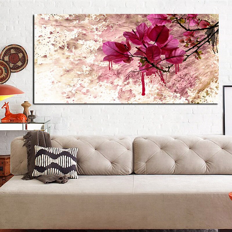 Modern Abstract Frameless Red Flower Landscape Oil Painting HD Print on Canvas Wall