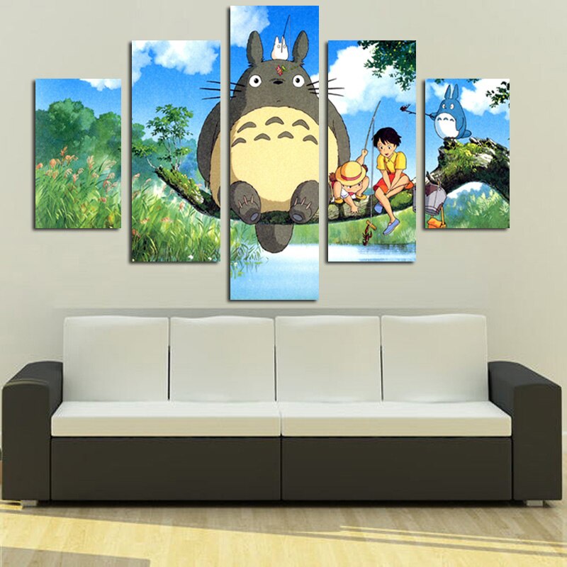 5 Panel Modern Miyazaki Hayao Totoro Art HD Print Modular Wall Painting Poster Picture