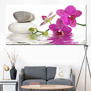 HD Print Modern Purple Orchid Zen Spa Stone Spa Stil Canvas Painting Poster Wall