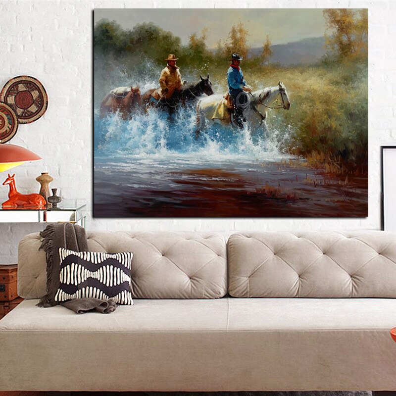 HD Print Animal Horse Racing Oil Painting on Canvas Abstract Modern Pop Art Wall