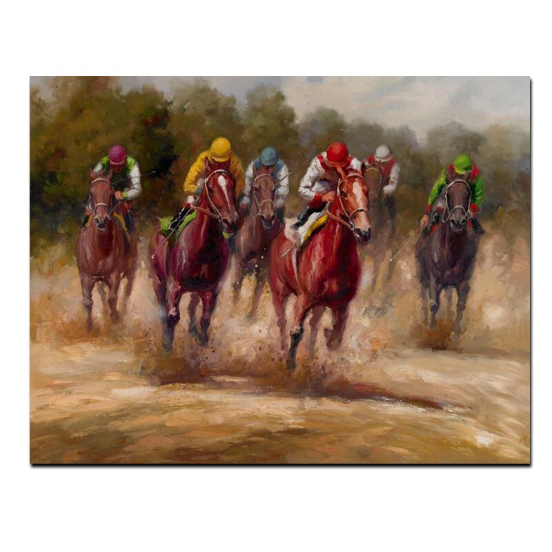 HD Print Animal Horse Racing Oil Painting on Canvas Abstract Modern Pop Art Wall