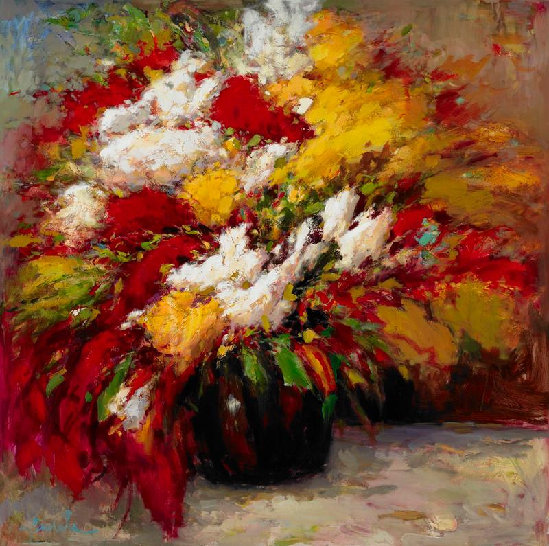 HD Print Abstract Floral in Vase Oil Painting on Canvas Morden Poster Wall Art Picture