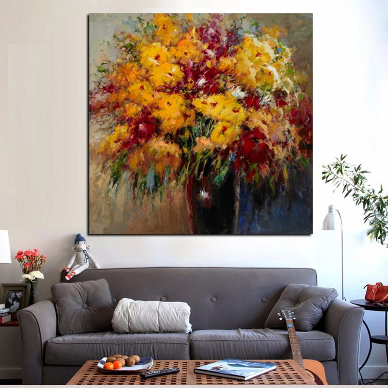 HD Print Abstract Floral in Vase Oil Painting on Canvas Morden Poster Wall Art Picture