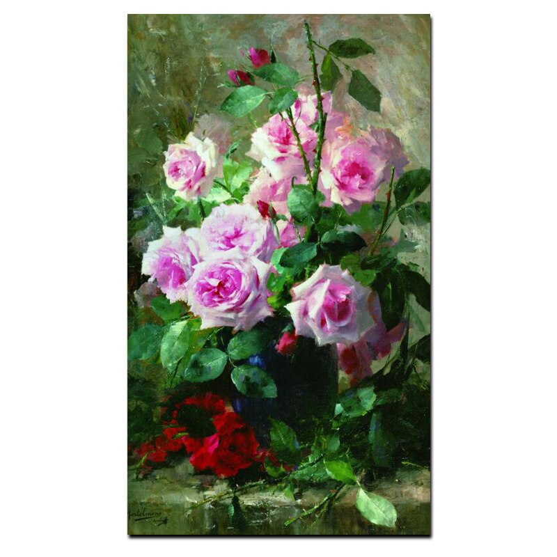 HD Print Modern Watercolor Flowers in Vase Floral Oil Painting on Canvas Poster Wall Picture