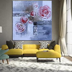 HD Print Abstract Artistic Rose Flower Oil Painting on Canvas Modern Pop Art Poster