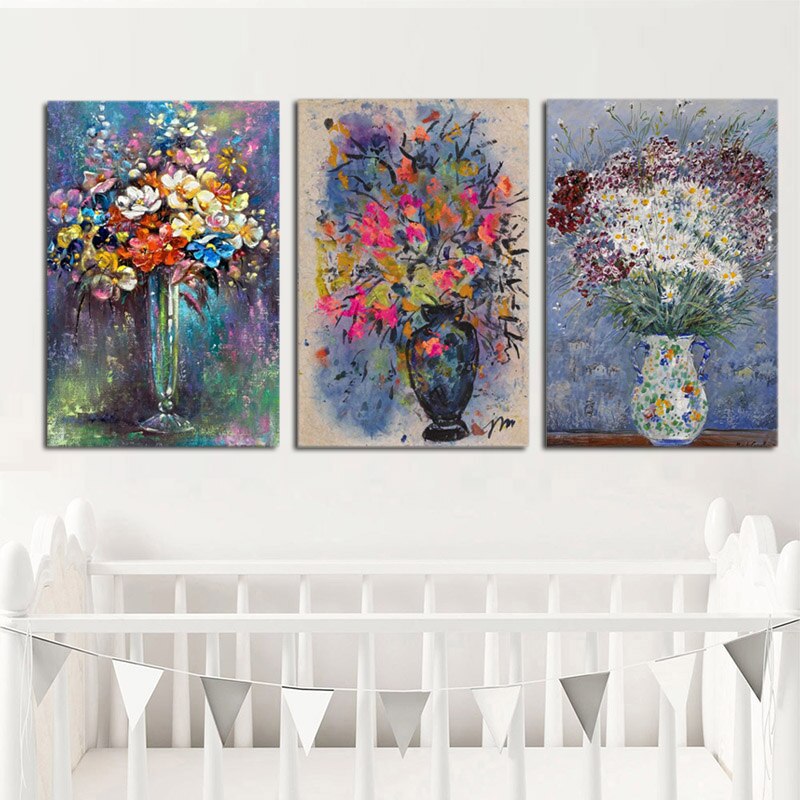 YWDECOR Modern Abstract Flower in a Vase Orchid Canvas Painting Print on Canvas