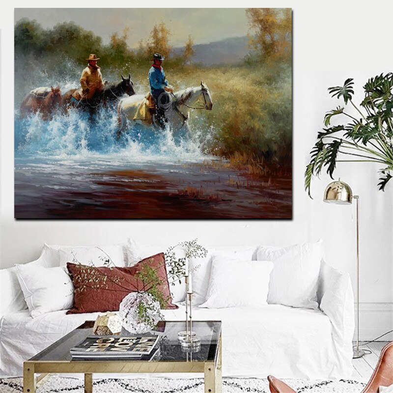 HD Print Animal Horse Racing Oil Painting on Canvas Abstract Modern Pop Art Wall