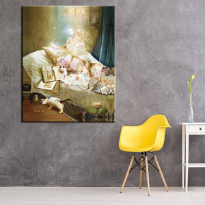 Angels Beauty Flower Fairies Abstract Landscape Oil Painting Print on Canvas Poster