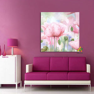 YWDECOR Big size Pink and White Poppy Flowers Print Modern Canvas Painting Poster