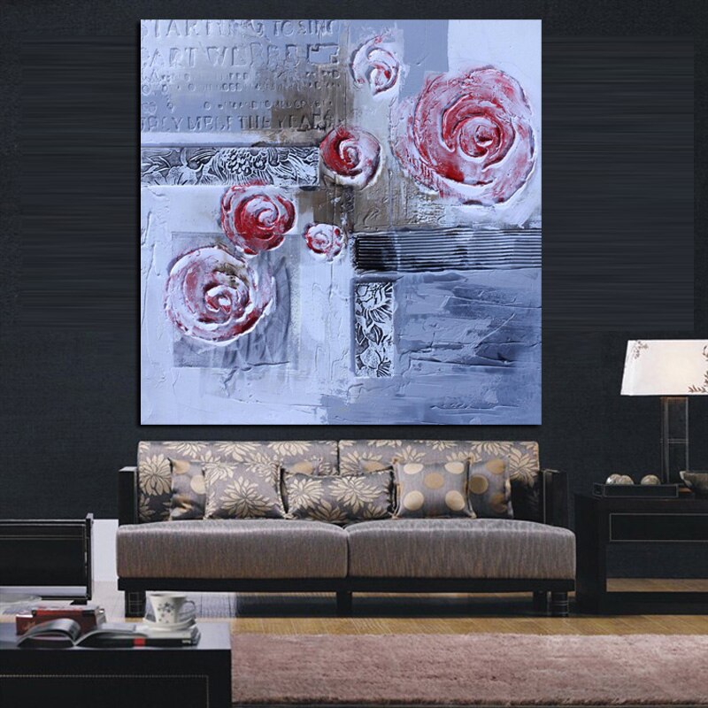 HD Print Abstract Artistic Rose Flower Oil Painting on Canvas Modern Pop Art Poster