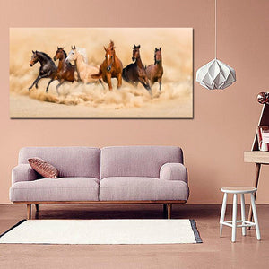 Modern Landscape Poster Print Abstract Six Running Horses Oil Painting on Canvas Wall