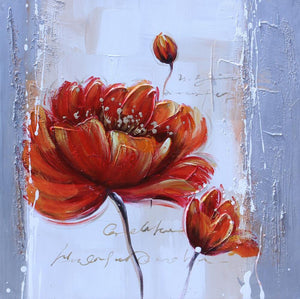 HD Print Modern Red Poppies White Flower Abstract Oil Painting on Canvas Pop