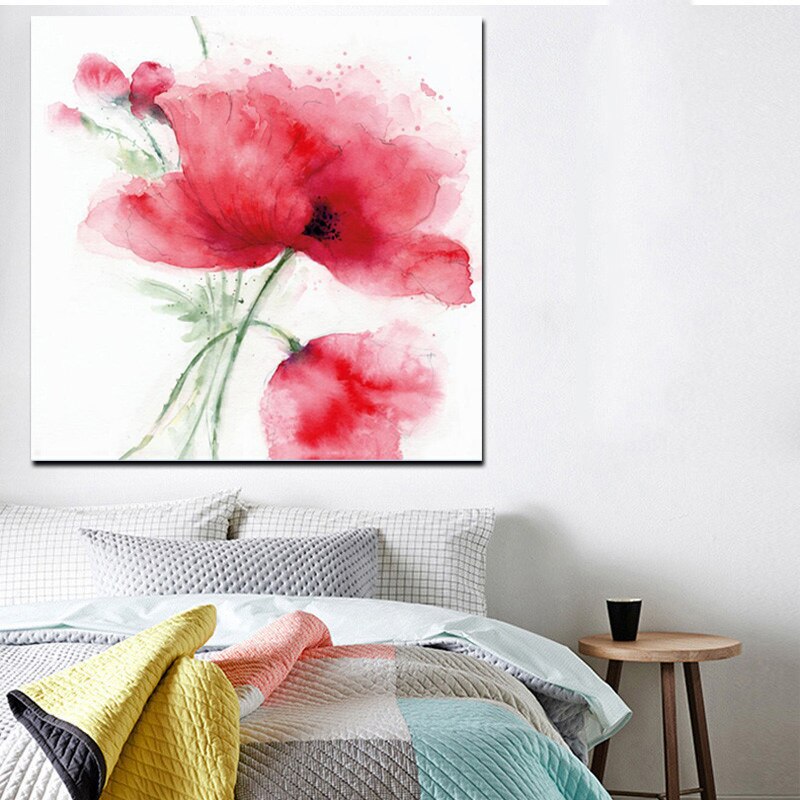 HD Print Modern Red Poppies Abstract Oil Painting on Canvas Modern Pop