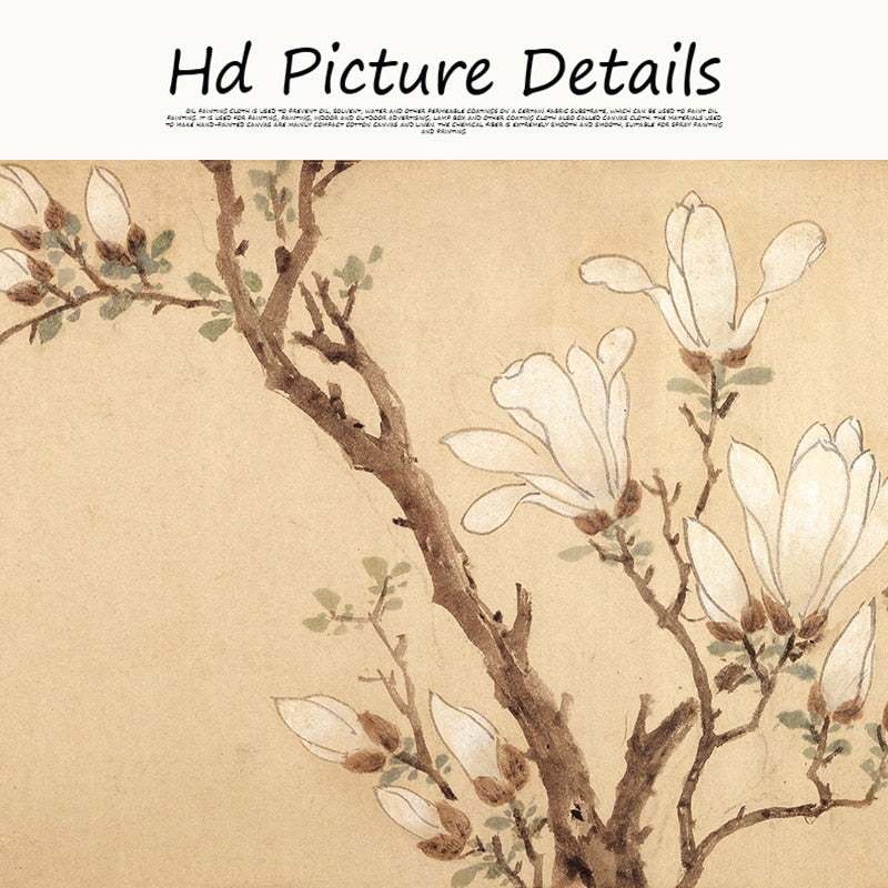 Print Abstract Flower Wintersweet Traditional Chinese Painting & Calligraphy on Canvas