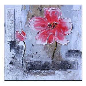 Print Modern Red Poppies Abstract Oil Painting on Canvas Modern Pop Art Poster Wall