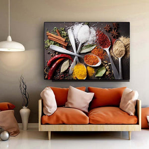 Grains Spices Spoon Canvas Painting Cuadros Scandinavian Posters and Prints Wall Art