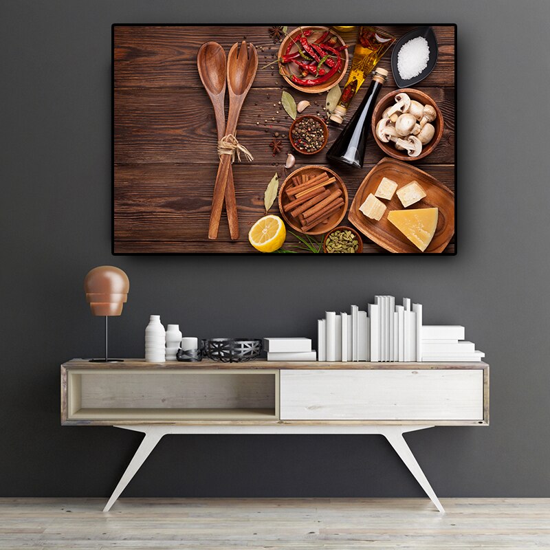 Grains Spices Spoon Kitchen Canvas Painting Cuadros Modern Scandinavian Posters