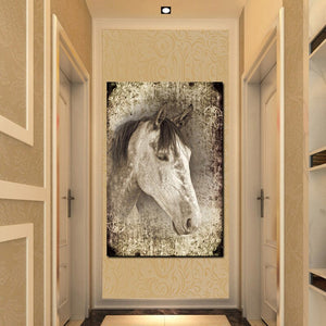 HD Print Artistic Animals Art White Horse Oil Painting on Canvas Poster Modern