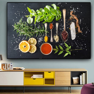 Vegetables Fruit Grains Spices Kitchen Canvas A Painting Cuadros Scandinavian Posters