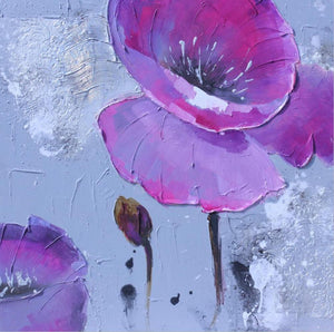 Print Modern Abstract Knife Purple Poppies Oil Painting on Canvas Pop Art Poster Wall Picture