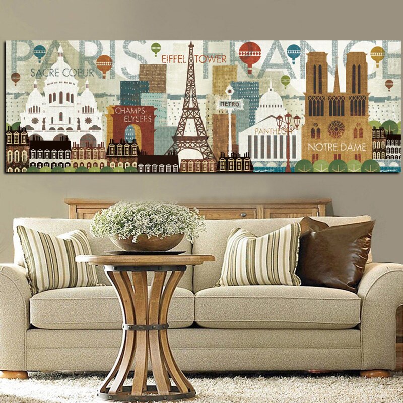 Print Abstract Paris Effiel Tower French Famous City Building Oil Painting on Canvas