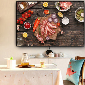 Vegetable Cooking Supplie Food Meat Kitchen Canvas Painting Cuadros Scandinavian Posters