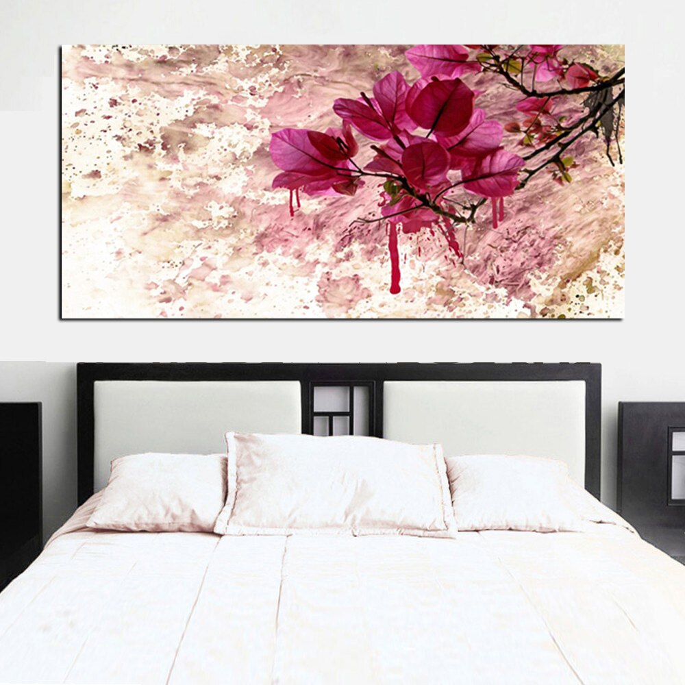 Modern Abstract Frameless Red Flower Landscape Oil Painting HD Print on Canvas Wall