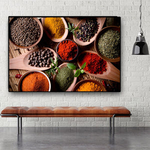 Colorful Grains Spices Spoon Kitchen Canvas Painting Cuadros Modern Scandinavian Posters