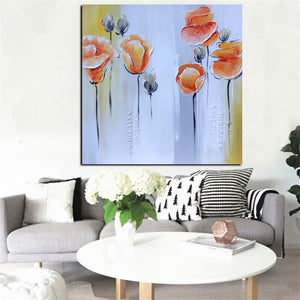 Print Abstract Knife Orange Poppies Oil Painting on Canvas Pop Art Poster Modern