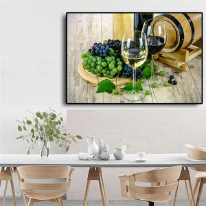 Wine Glass Grape Canvas Painting Posters and Prints Scandinavian Modern Nordic Wall Art