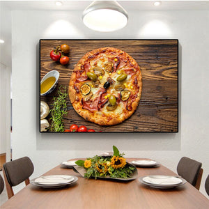 Pizza Vegetables Cooking Supplie Kitchen Canvas Painting Cuadros Posters and Prints