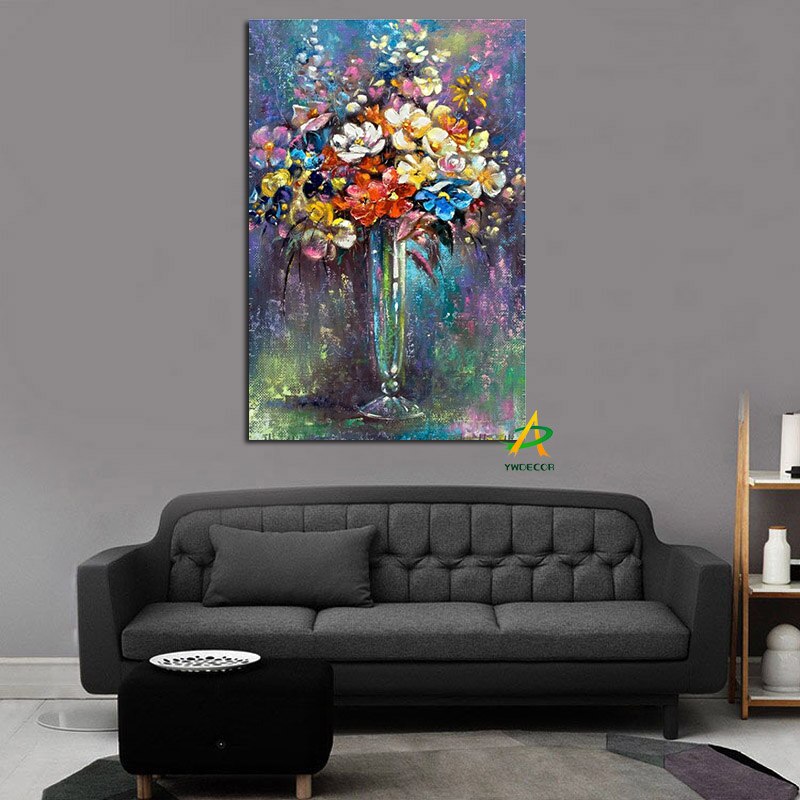 YWDECOR Modern Abstract Flower in a Vase Orchid Canvas Painting Print on Canvas