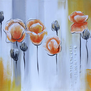 Print Abstract Knife Orange Poppies Oil Painting on Canvas Pop Art Poster Modern