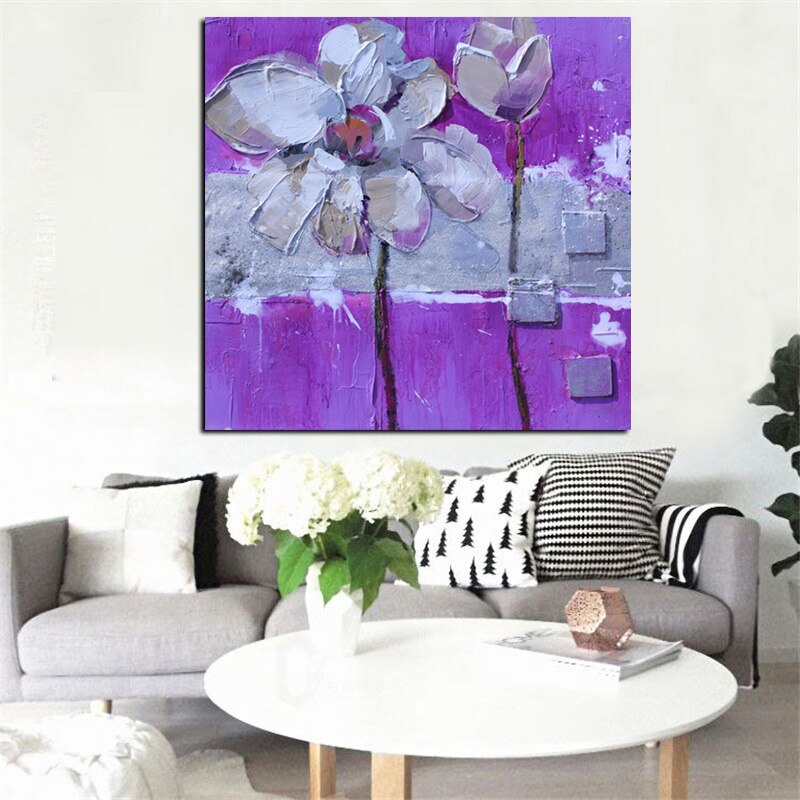 Print Abstract Floral Flower Oil Painting on Canvas Orchid Poster Minimalist Modern