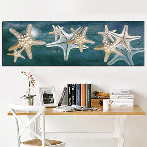 Print Canvas Art Abstract Still Life Starfish on Lake Seascape Oil Painting