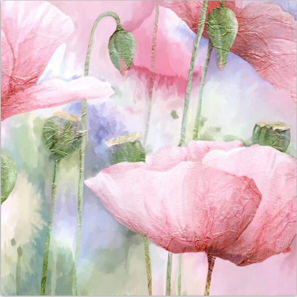 YWDECOR Big size Pink and White Poppy Flowers Print Modern Canvas Painting Poster