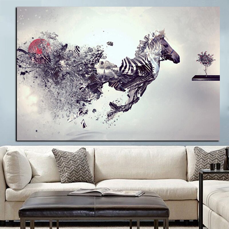 HD Print Abstract Animal Personalized Creative Horse Oil Painting on Canvas