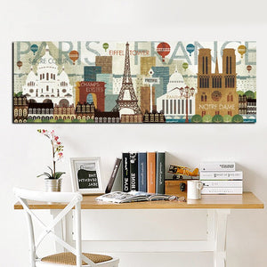 Print Abstract Paris Effiel Tower French Famous City Building Oil Painting on Canvas