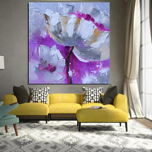 Print Abstract Floral Flower Oil Painting on Canvas Orchid Poster Minimalist Modern