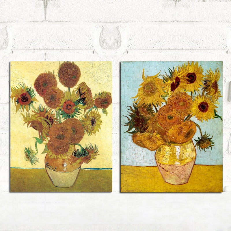 YWDECOR Vincent Van Gogh Golden Sunflower Poster Print  Floral Vase Oil Painting