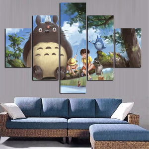 5Panel Anime Modern Miyazaki Hayao Totoro Art HD Print Modular Wall Painting Poster Picture