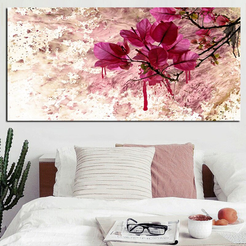 Modern Abstract Frameless Red Flower Landscape Oil Painting HD Print on Canvas Wall