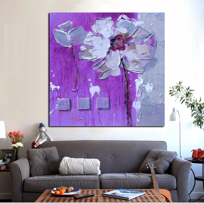 Print Abstract Floral Flower Oil Painting on Canvas Orchid Poster Minimalist Modern