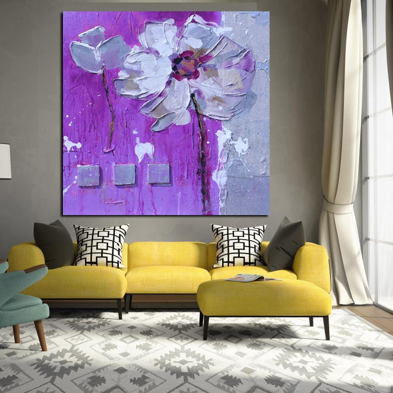 Print Abstract Floral Flower Oil Painting on Canvas Orchid Poster Minimalist Modern