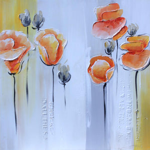 Print Abstract Knife Orange Poppies Oil Painting on Canvas Pop Art Poster Modern