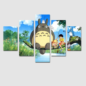 5 Panel Modern Miyazaki Hayao Totoro Art HD Print Modular Wall Painting Poster Picture
